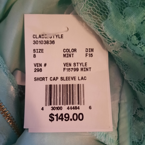David's bridal mint cap sleeves lace dress sz 8 NWT *I - Picture 2 of 7
